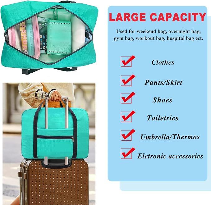 For Spirit Airlines Personal Item Bag 18x14x8 Foldable Carry on Bags for Airplanes Travel Duffel Bags for Women and Men