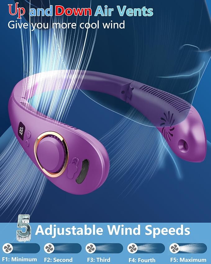 Portable Neck Fan Rechargeable,Bladeless Misting Fan Around Neck Fans that Blow Cold Air,Wearable Cooling Fan Mister Over the Neck,Headband Mobile Nevk Cooler Best Gifts for Women Men Adults
