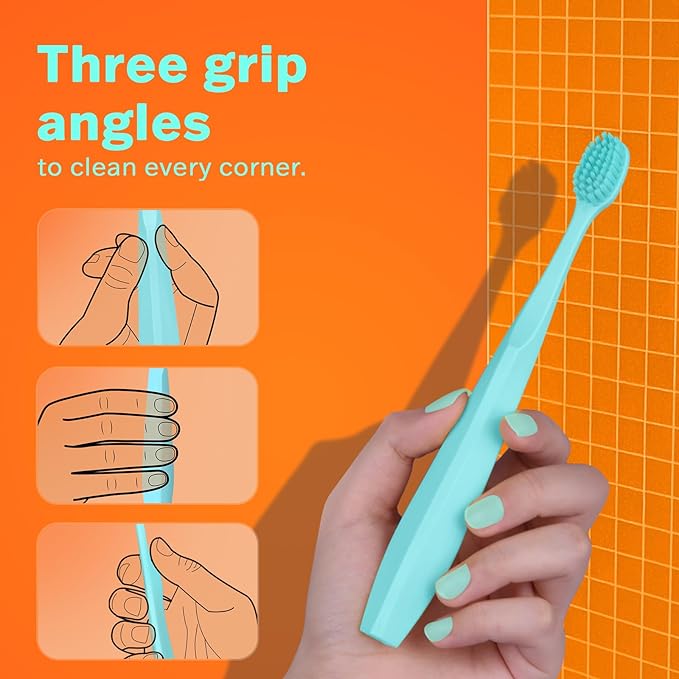Max Extra-Soft Toothbrush for Adults Sensitive Gums – Gentle Bristles, Wide Angled Head for Back Teeth, Ergonomic Non-Slip Grip, BPA-Free Handle, Individually Wrapped, 4-Pack(Green)