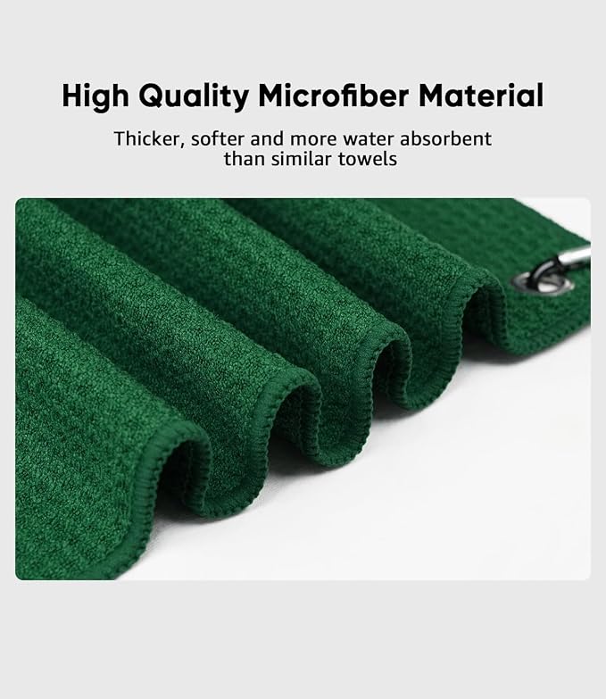 Jiskan Pro Golf Towel Microfiber Golf Towel for Golf Bags (16" X 16") with Hook, Loop Fastener and Gift Box, Essentials Golf Accessories for Men, Golf Gifts for Men/Women