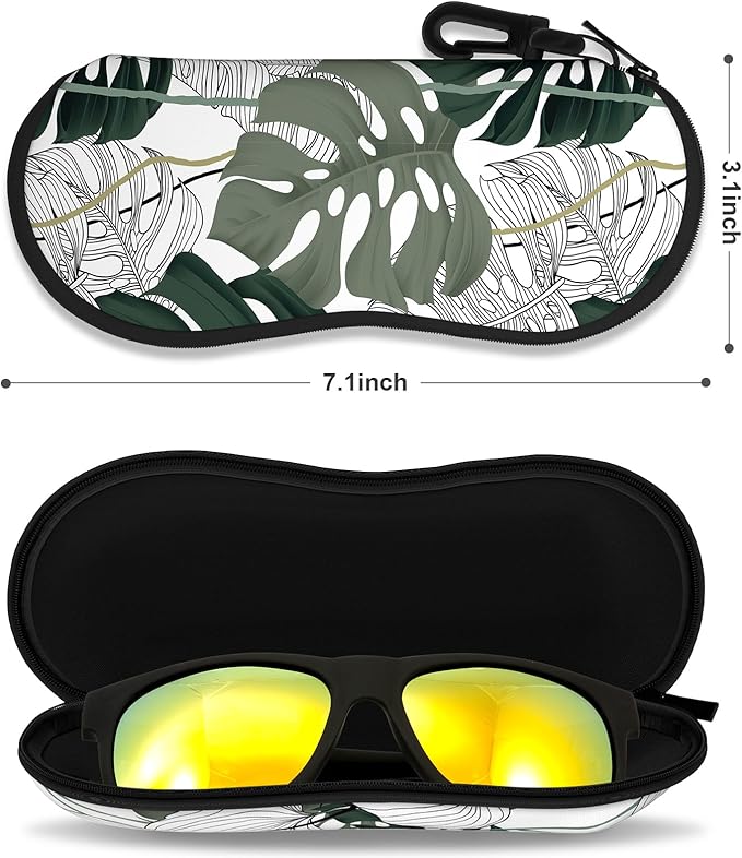 Sunglasses Soft Case, Ultra Light Portable Neoprene Zipper Glasses Case for Men Women