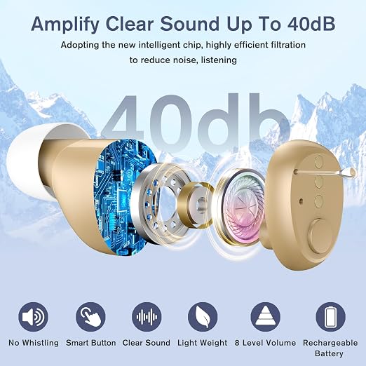 Mini Rechargeable Senior Digital Sound Amplifier with Noise Reduction Portable Charging Case (Pair) (PSAP)
