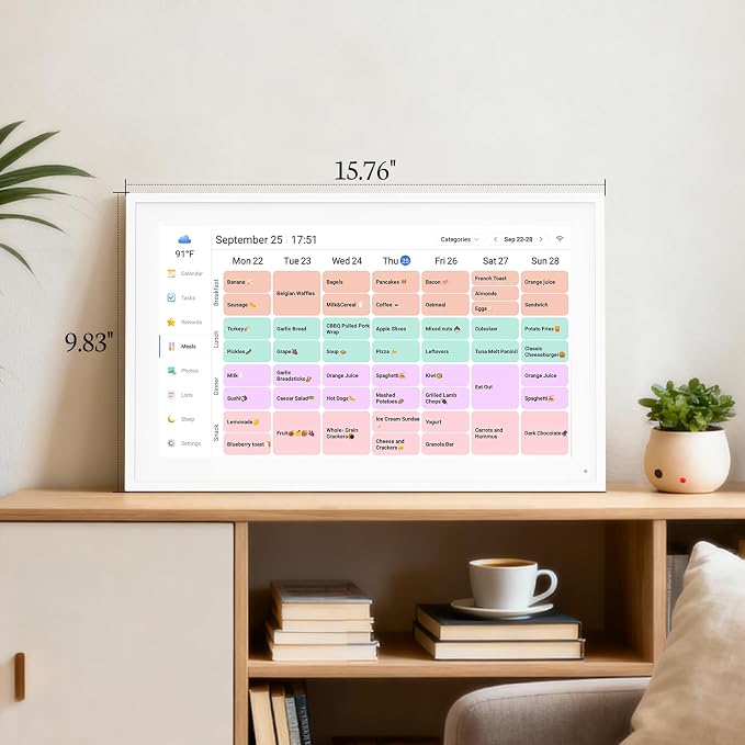 BSIMB 15.6 inch Digital Calendar Base, Touch Screen Smart Calendar Interactive Display, Chore Chart, to-Do List, Electronic Planner with Desktop Rack, Great for Organizing Your 2026 Schedule