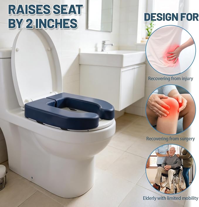 2 Inch Seat Cushion Riser Elevated for Seniors & Handicap, Blue
