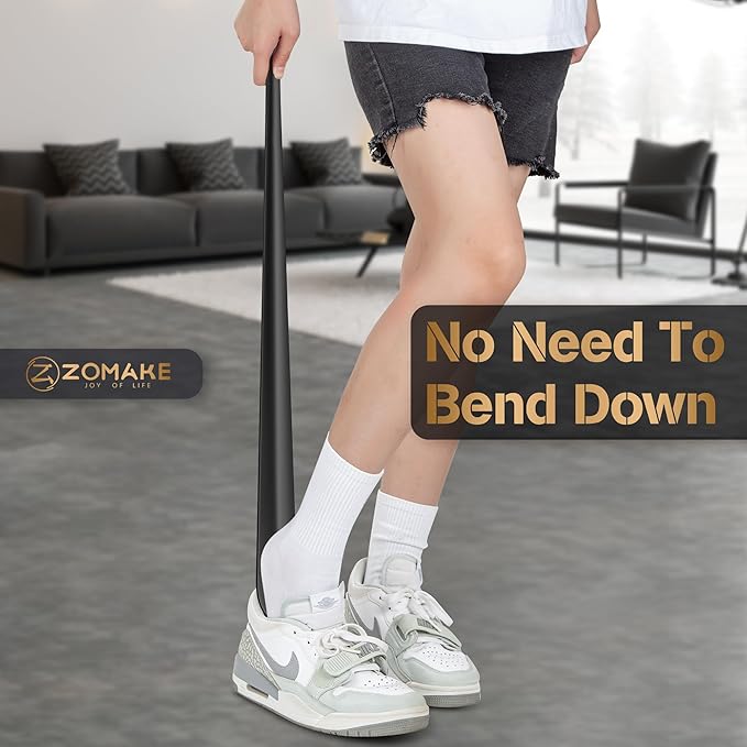 ZOMAKE Extra Long Shoe Horn for Seniors Men,Metal Shoehorn Long handle for Boots,Shoe Spoon Helper, 31.5 IN