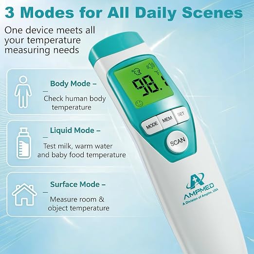 Hospital Medical Grade Non-Contact Forehead Thermometer | Fast, accurate no touch temporal thermometer for baby, adults, toddlers