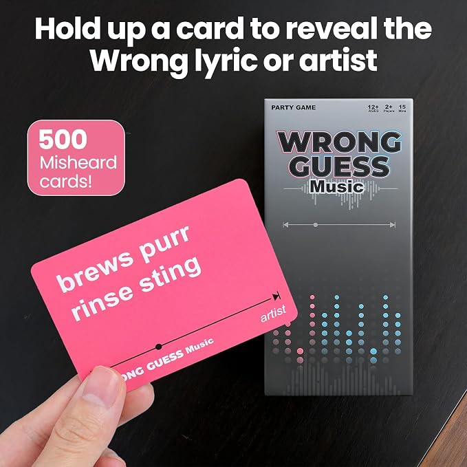 ATG Guess the Song Game - 500 Lyrical Nonsense Cards for Music Trivia, Family Party Games, Adults. Hilarious & Competitive Fun for Game Nights!