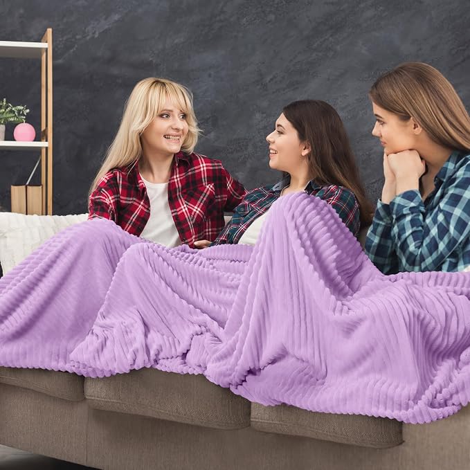 Buryeah 6 Pcs Flannel Throw Blanket Bulk 50 x 60 in Sleepover Blanket Outdoor Wedding Throw Lightweight, Oeko-tex Standard 100 Certified for Sofa Homeless Gifts (Lavender Purple)