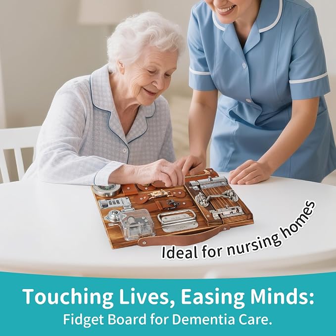 Fidget Busy Board for Adults with Dementia, Calming Activities and Games for Seniors, Dementia Activities for Seniors, Assistance Products Elderly Patients Gift Toys for People with Alzheimers