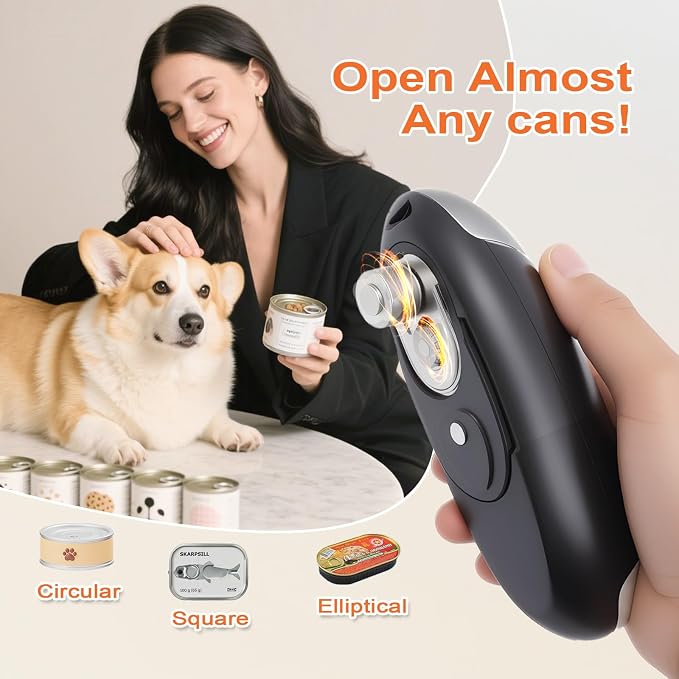 NOTUSIUY One-Touch Can Opener Electric with Rechargeable USB-C Fast Charge, The Popular Electric Can Openers for Senior, Kids, and Best Gift in Kitchen（silver）