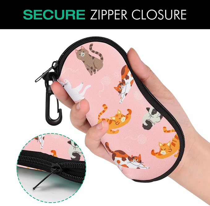 MoKo Sunglasses Soft Case Ultra Light Neoprene Zipper Eyeglass Case for Men Women