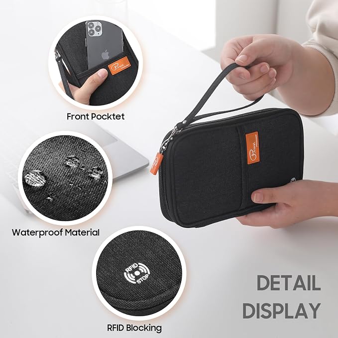 Family Passport Holder Organizer, RFID Blocking Travel Document Case, Lightweight Large Passport Cover Case Waterproof Bag Document Organizer for Women & Men