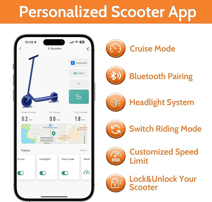 Maxshot Electric Scooter, 8.5" /10" /14" Tire, 16/19/22 Mph Top Speed, 12/16/21/27/28/49/50 Miles Long Range, Folding Escooter for Adults and Kids with Seat Bag, Dual Braking, Dual Suspension, App