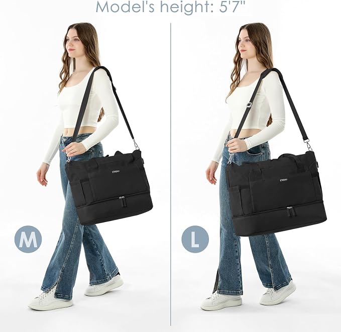 Gym Bag for Women, 45L Carry On Travel Duffel Bag with Shoes Compartment, Weekender Overnight Bag with Wet Pocket for Women, Travel, Gym, Weekend, Large Size