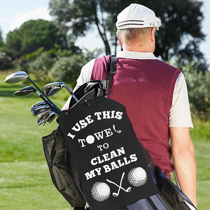 Golf Accessories Towel Gifts for Men Golfers, Stockig Stuffers for Men Him | Funny Microfiber Towel Cleaning Cloth with Clip for Bags Golf Balls & Clubs, Presents for Christmas Birthday Valentines Day