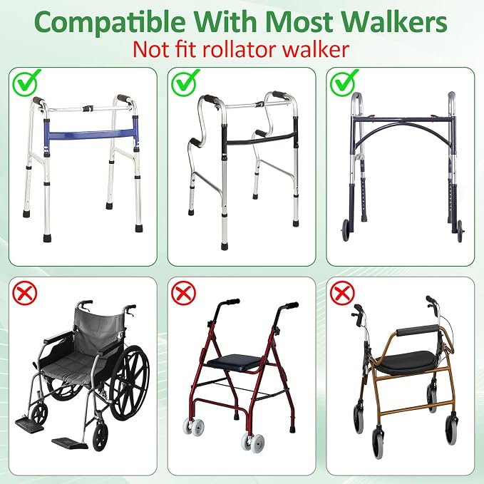Walker Accessories, Foldable Walker Basket with Cup Holder (Green) | Walker Bag Carry Storage Pouch Water-Resistant for Seniors, Elderly, Handicap