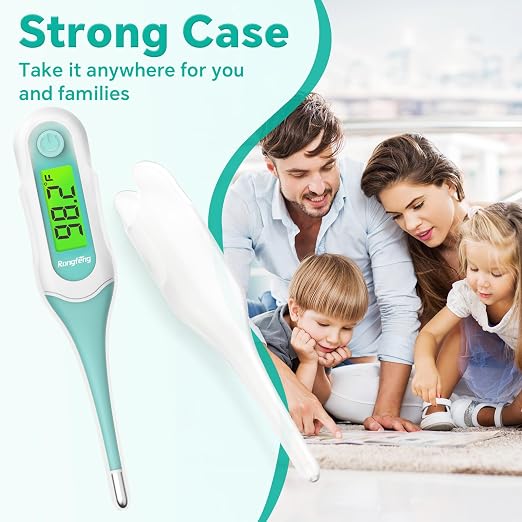 Digital Thermometer for Adults, Kids & Babies, 8-Second Fast Reading Oral Thermometer with Fever Alarm, Waterproof Baby Thermometer for Oral Rectal Underarm, 3-Color Backlit LCD,Storage Case Included