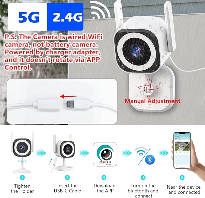 5G Outdoor/Indoor Camera for Home Security, 2K Baby Monitor Cameras for Bedroom/Elder/Dog/Pet Security Camera,3X Zoom, IP66 Waterproof,Night Vision, Two-Way Talk, SD/Cloud-2Pack