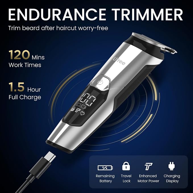 Ufree 3-in-1 Beard Trimmer Kit, Men's Electric Shaver Razor for Mustache Body Nose Facial Hair, Professional Hair Trimmer, Rechargeable Clippers, Waterproof Beard Grooming, Birthday Gifts for Men