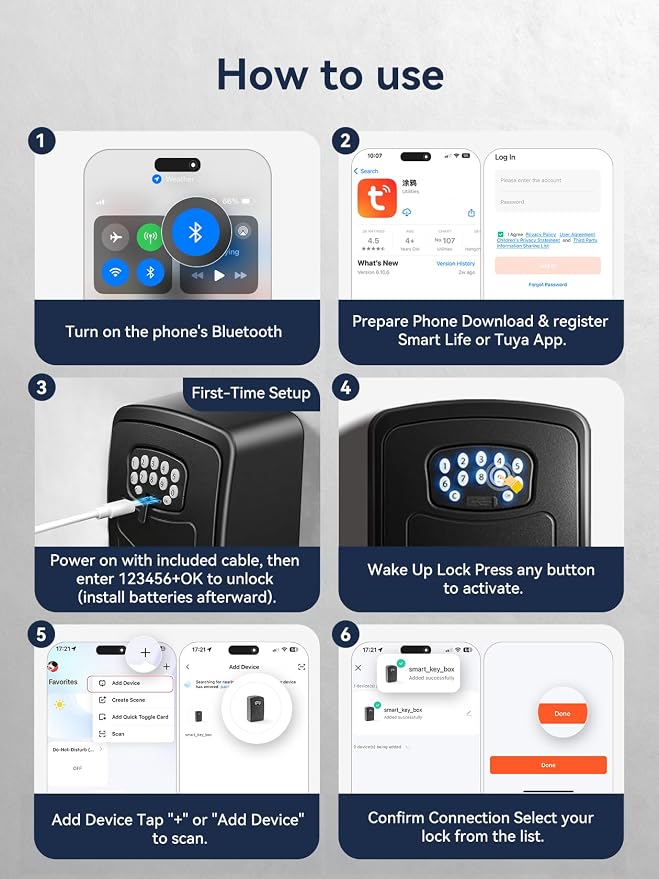 NexusLab Smart Key Lock Box with App Control, Bluetooth & Digital Password Combination Lock, Wall Mount Heavy Duty Metal Key Safe Box for Home, Office, Real Estate & Airbnb Outdoor