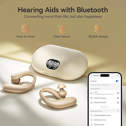 Hearing Aids, Hearing Aids for Seniors with Automatic Noise Cancelling for the Hearing Loss, Rechargeable Bluetooth Hearing Amplifiers with APP Volume Control, Premium Comfort Design and Wear