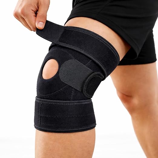 YIBLBOX Knee Brace for Women Men with Side Stabilizers, Knee Braces for Knee Pain ACL MCL Arthritis Joint Pain Relief, Adjustable Compression Sleeve Patellar Tendon Support Strap, Pack of 1