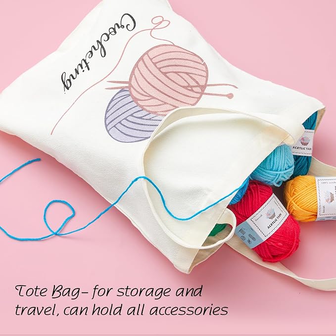 INSCRAFT Crochet Kit for Beginners Adults, 18 Large Acrylic Yarn Skeins 1800 Yards Yarn, 105 PCS Crochet Kit with Hooks Yarn Set,Includes Canvas Tote Bag, Ideal Starter Pack for Professionals