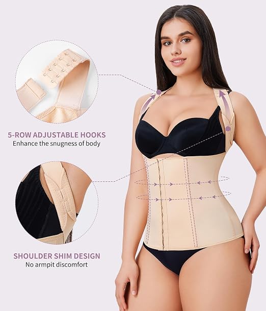 YERKOAD Back Brace for Women Full Back Straightener Posture Corrector Beige | Breathable Back Support Posture Corrector Adjustable Waist Trainer Full Back Pain Relief Brace for Working, Exercising