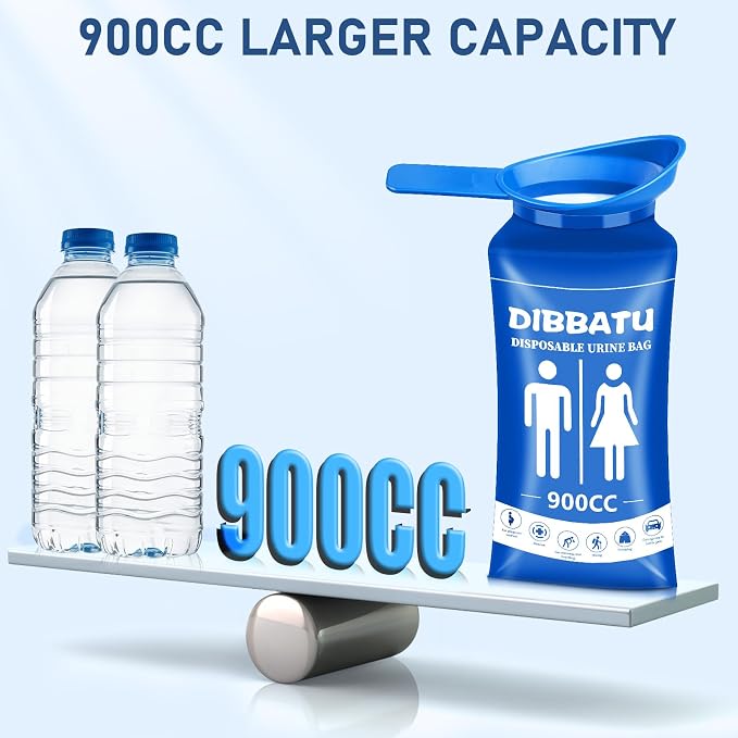 Disposable Urine Bag with Handle for Women/Men, 6/12PCS for Camping, Hiking | Female-friendly Curved Opening, Easier to Position,900ML Larger Capacity,Portable for Travel, Leak-proof Seal for Urine/Vomit