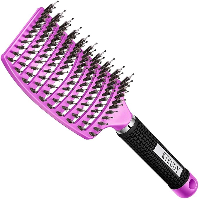 Detangling Brush for Women & Kids, Wet & Dry Hair, All Hair Types | Less pulling & breakage, Boar bristles tame frizz & add shine, Vents for faster blow-drying, Lightweight 4 oz, Non-slip grip