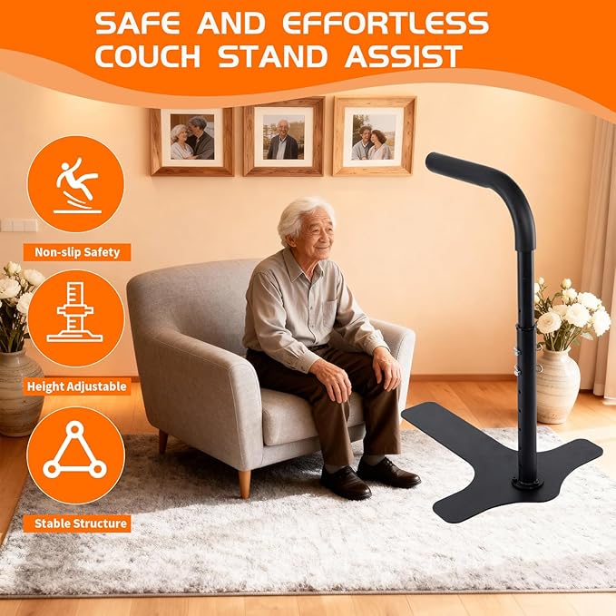 6-Levels Chair Couch Stand Assist Aid for Elderl, Adjustable Couch Cane/Rails/Handles for Seniors Sit to Stand, Sofa Lift Pro Standing Aids & Supports Devices, 400LBS Capacity