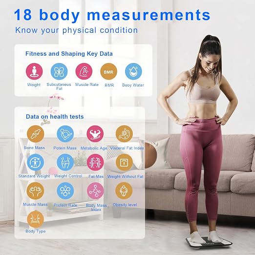 11.8" Extra Large Smart Body Fat Scale, 400lbs High Capacity Bluetooth Body Composition Analyzer with App, Clear Backlit LED Display, Non-Slip Bathroom Scale