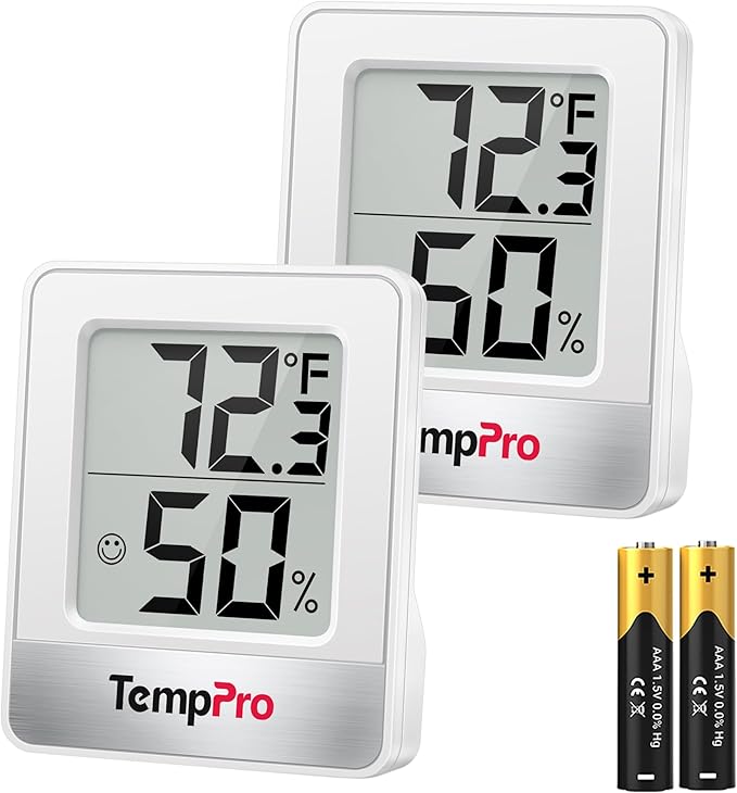 TempPro TP49 2 Pack Digital Hygrometer Indoor Thermometer | Humidity Meter Mini Hygrometer Thermometer with Temperature and Humidity Monitor Room Thermometer