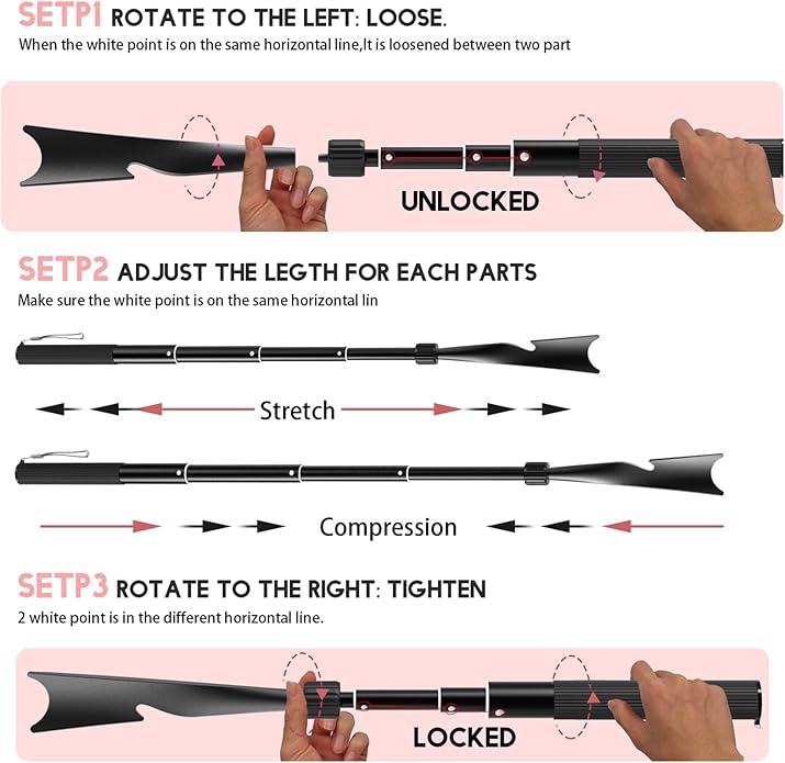 Shoe Horn,16"-38" Telescopic and Removable Shoehorn,Multi Functional Shoe Horn Long Handle for Seniors,Men,Women for Put on Shoes,Take off Shoes and Socks