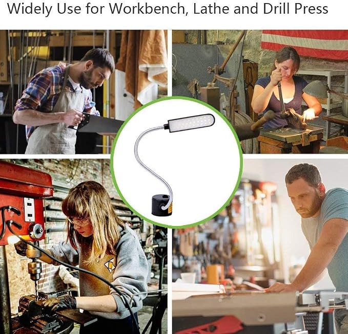 Sewing Machine Light LED Magnetic Work Light Lamp 30LED 6W Multifunctional Flexible Gooseneck Sewing Lamp with Magnetic Base for Workbench Lathe Drill Press Black 3Pack