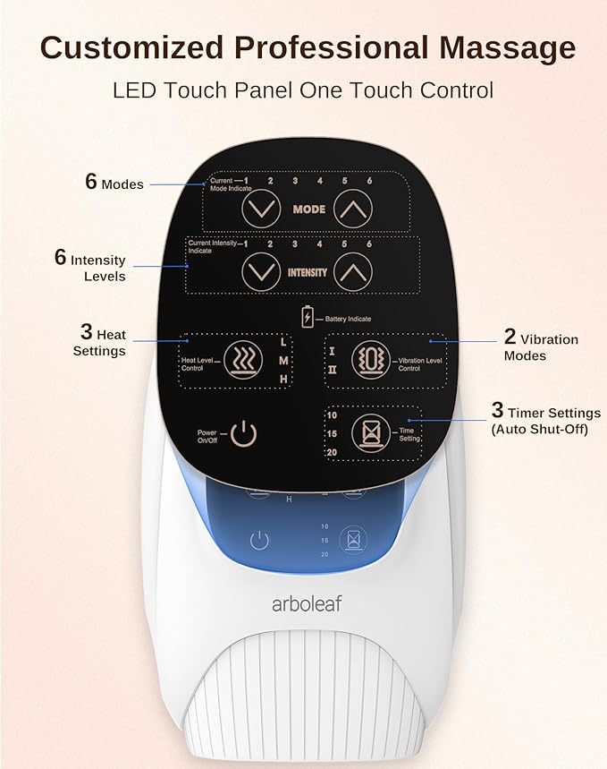 arboleaf Hand Massager with Heat and Compression, for Women Men Mom Dad, 6 Modes and 3 Heating Options, Cordless & Powerful Hand Massager for Finger, Wrist, Palmand Lower Forearm