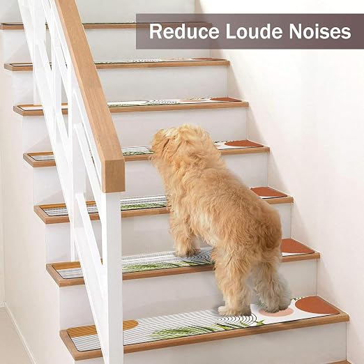 Non Slip Carpet Stair Treads for Wooden Steps Indoor, 15 Pack Stair Runners Covers Staircase Step Rugs Stair Mats for Kids Elders and Dog