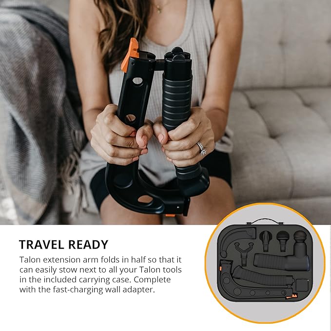 Brazyn - Talon Percussion Massage Gun + Massage Cane + Gun Holder System - Deep Tissue Muscle Massager with Arm Attachment for Whole Body Pain Relief, Upper and Lower Back, Neck & Shoulder Relaxer