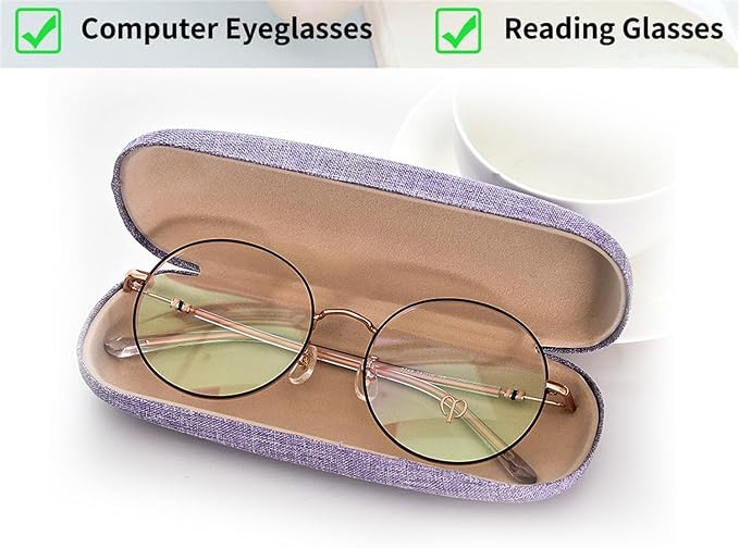 ABAJI Eyeglasses Case Kids Students Reading Glasses Organizer Hard Shell Lint Lining Snap Close Men Women Boys Girls