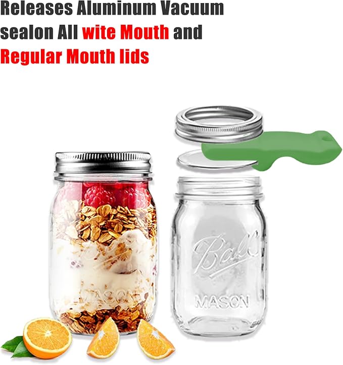 Mason Jar Opener and Canning Tool, Compatible with Mason Jar Lids, Releases Vacuum Seal on Wide Mouth and Regular Mouth, Magnetic Lid Lifter for Canning, Pickling (dark green)