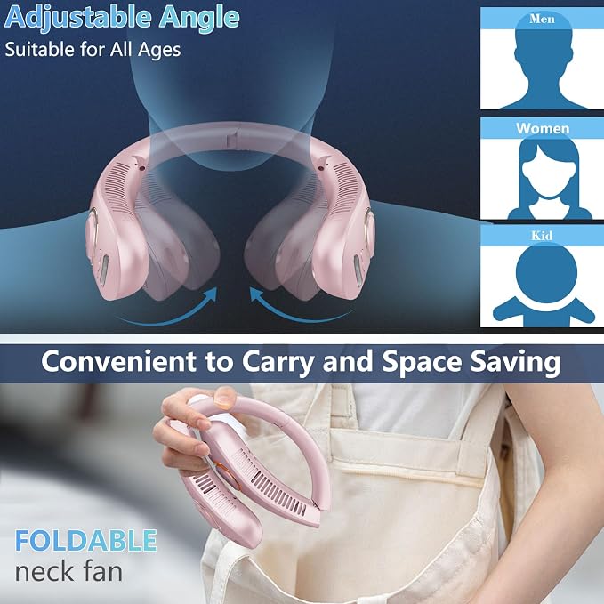Personal Misting Fan,Mister Fans,Folding Hanging Neck Fan,Cordless Bladeless Battery Cooling Neck Cooler Device,Birthday Gifts for Home,Office,Outside,Travel,Sports Light Purple