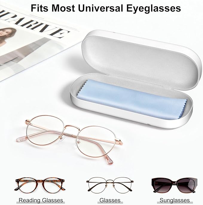 Hard Shell Leather Sunglasses Case,Classic Fashionable Cute Large Glasses Case for Women Men,Sunglass Eyeglasses