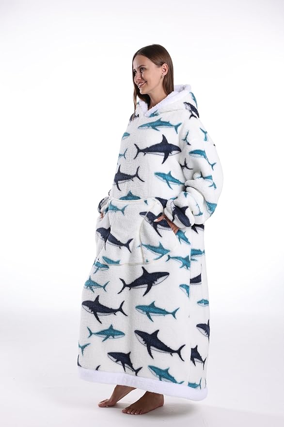 Blanket Hoodie, Long Hooded Blanket Sweatshirt as Birthday Gifts for Women Men, Long Wearable Blanket for Women Men.