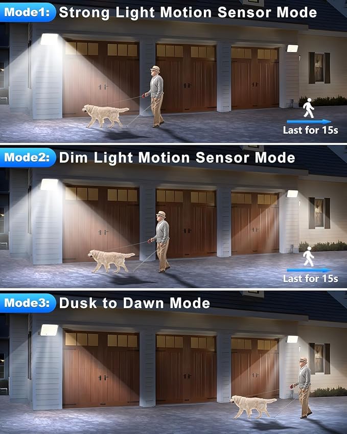 Gusicil Solar Lights Outdoor, Solar Motion Sensor Flood Lights 2Pack | Remote Control,IP65 Waterproof, Motion Sensor,3 Modes,Dusk to Dawn,for Yard Patio Garage