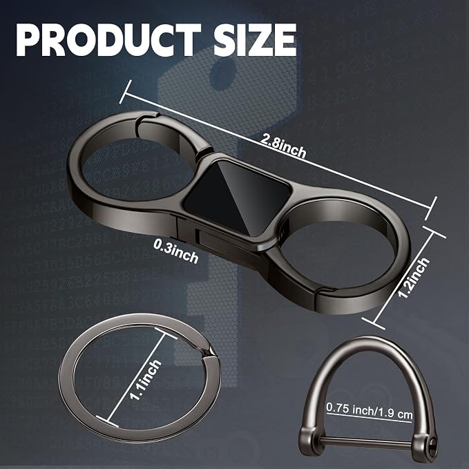 Yaocom 2 Pcs Keychain Quick Release Spring with 8 Stainless Key Rings and 4 D Rings Detachable Car Key Chain Spring Clip