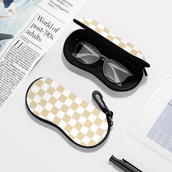 Sunglasses Soft Case, Ultra Light Portable Neoprene Zipper Glasses Case for Men Women