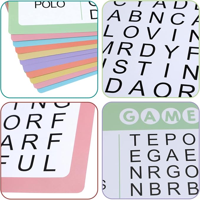 Yeaqee 12 Pcs Word Search Books for Dementia Game Reusable Alzheimers Word Search Cards Dementia Activities Large Print Products for Grandpa Elderly Seniors Patients Crossword(Pastel Color)