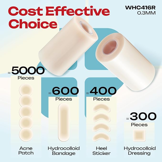 LIFARA Hydrocolloid Roll for Wound Care - Cut-to-Size, Hydrocolloid Patch Bandages with Self-Adhesive, Ultra Absorbent & Waterproof, First Aid Kit Essential (11.8mil/ 0.3mm Thickness, 4in*16ft)
