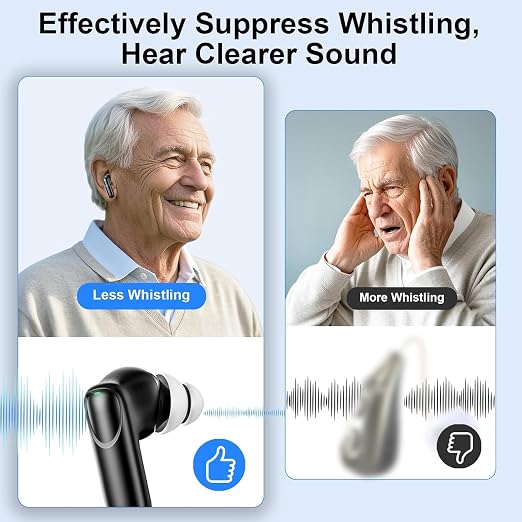 Digital Hearing Aids with Cleaner Kit,Noise Cancelling Hearing Amplifiers for Seniors with Bluetooth Cleaner Cleaning Kit,Rechargeable OTC Hearing Aids with Crystal Clear Sound, and LED Power Display (Black)