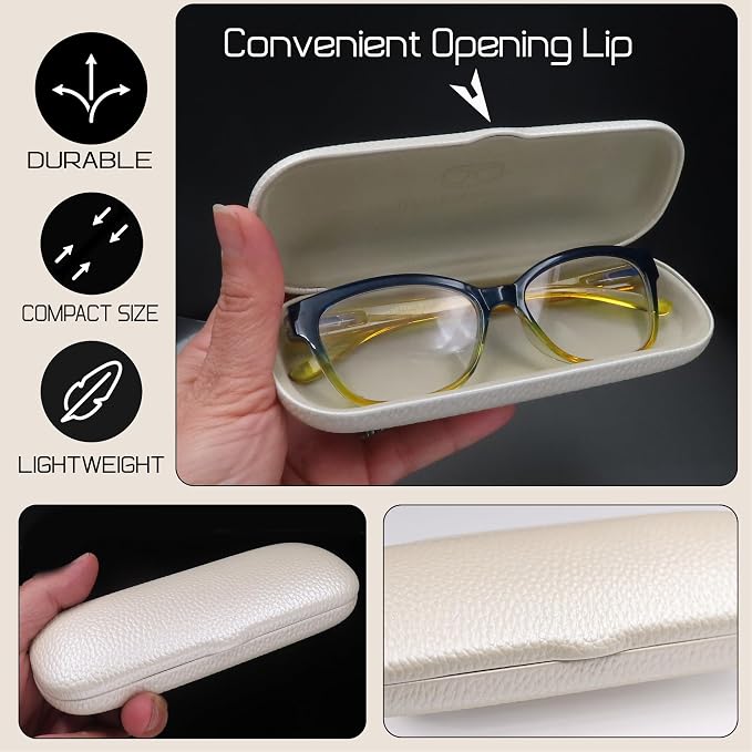 MyEyeglassCase Men Small Glasses case - Eyeglasses Hard Shell Holder Pouch & Cloth-Reading Slim & Narrow Case Heavy Duty